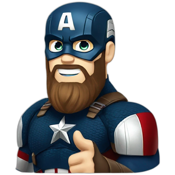 Bearded Captain america thumb up emoji