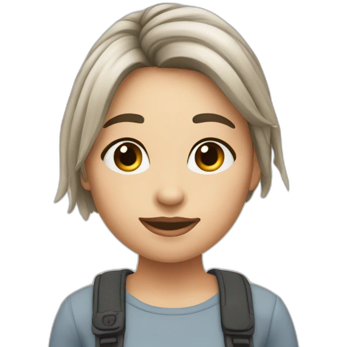 a girl caracter withe a logo bellaforshop emoji