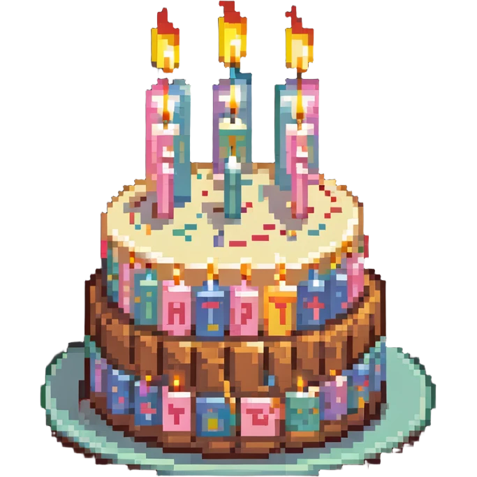 dangao Chinese birthday cake with candles, pastel colors emoji