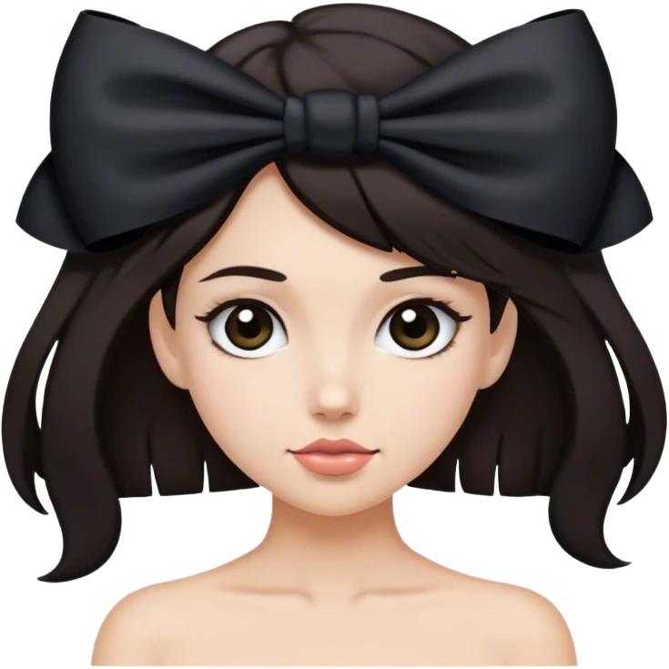 dark hair luxury female wearing black bow in hair emoji