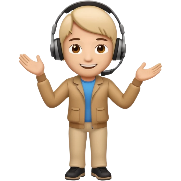 a single full body 3D bitmoji showing the action of contact us emoji