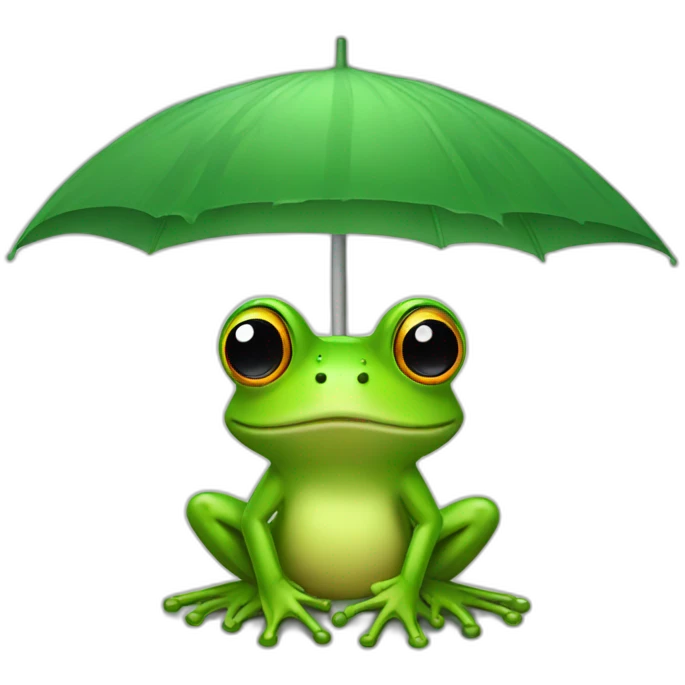 A frog using a mushroom as an umbrella emoji