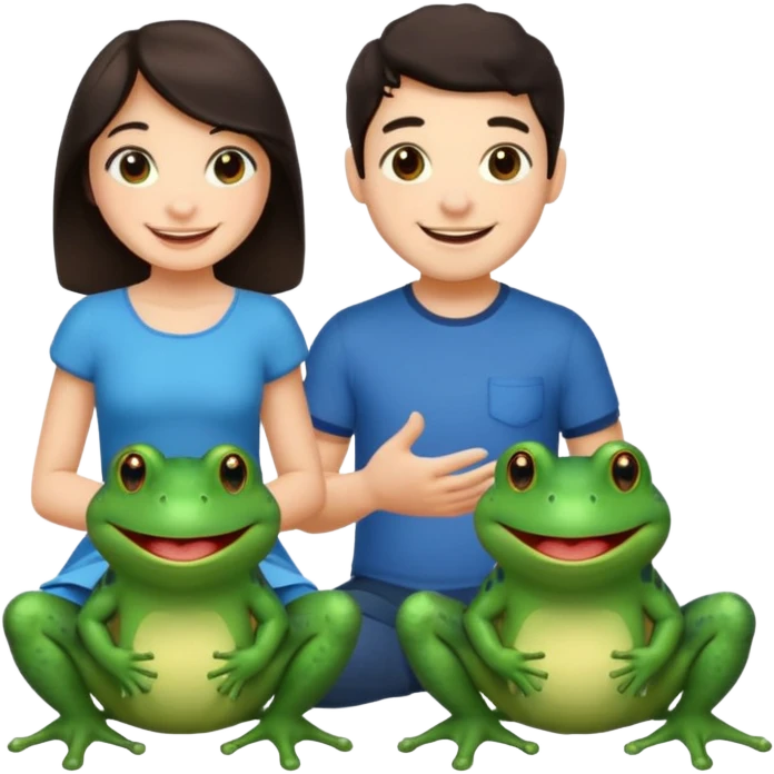Bufo with two best friends one a girl dark hair other man dark hair no as frogs emoji