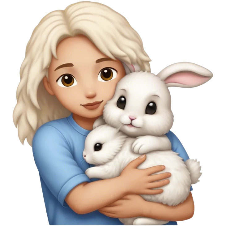 A person who is hugging a rabbit emoji