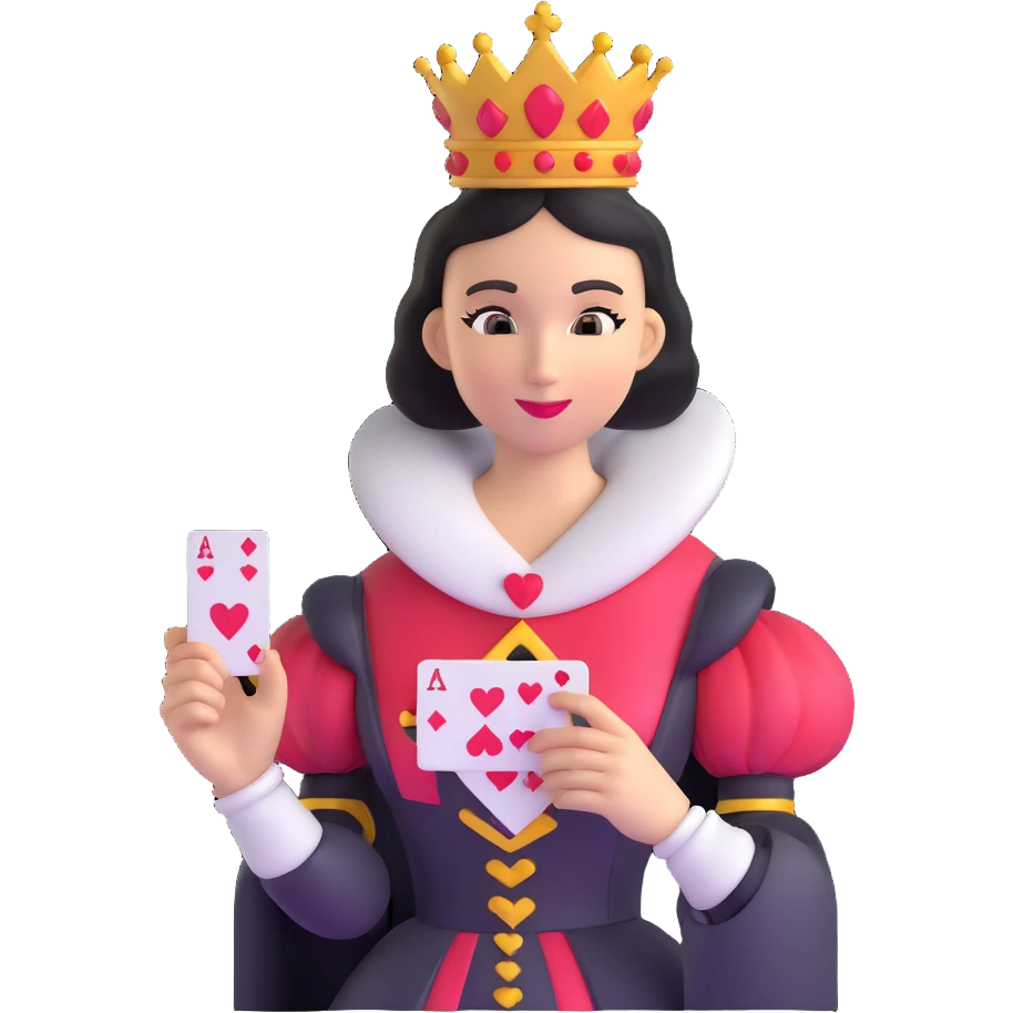 Queen of Hearts from Alice in Wonderland, holding a playing card emoji