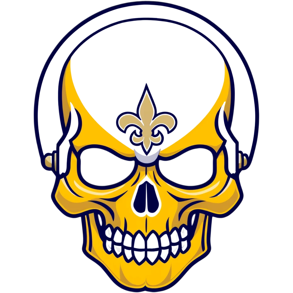 skull wearing New Orleans Saints helmet in black and gold emoji