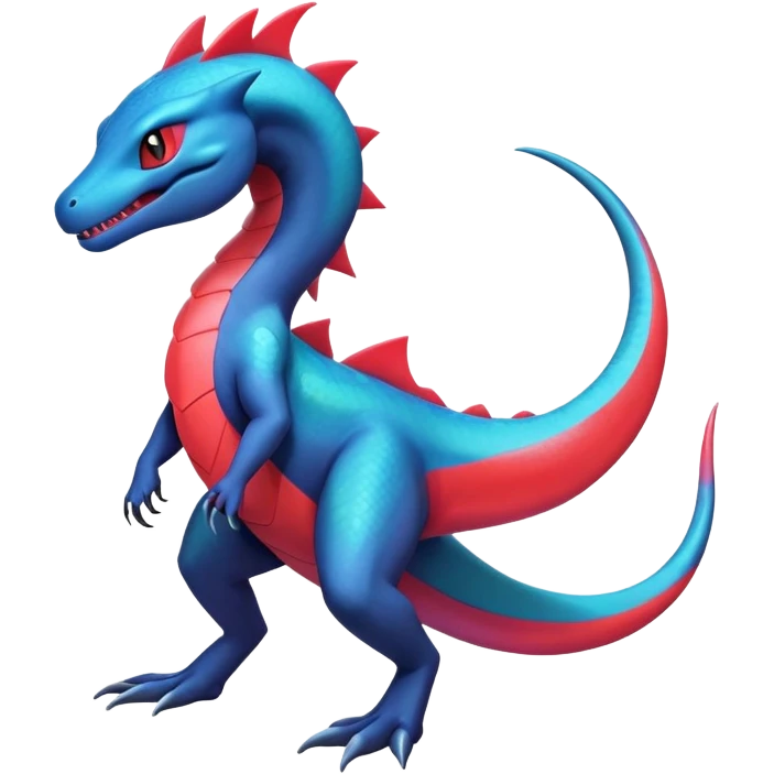 Colorful Iridescent Exotic Salandit-Aurorus-Salazzle-Salamence-Fakémon-hybrid-creature (full body)  emoji