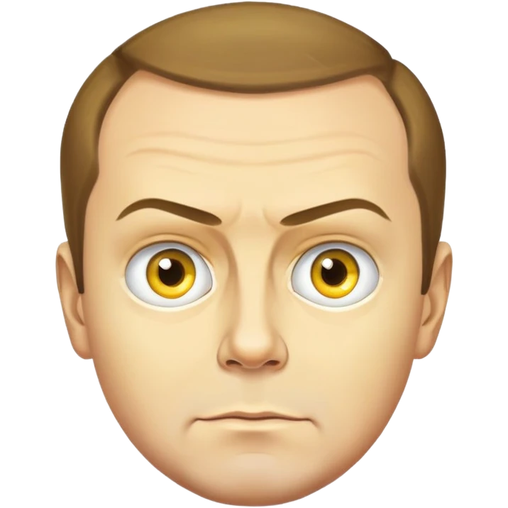 photorealistic portrait of Dmitry Medvedev as an emoji, round yellow face, very detailed and realistic, serious look emoji