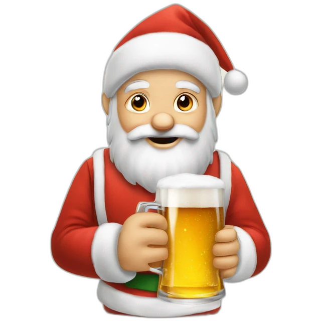 Père Noël qui offre un verre de bière à un enfant comme cadeau emoji