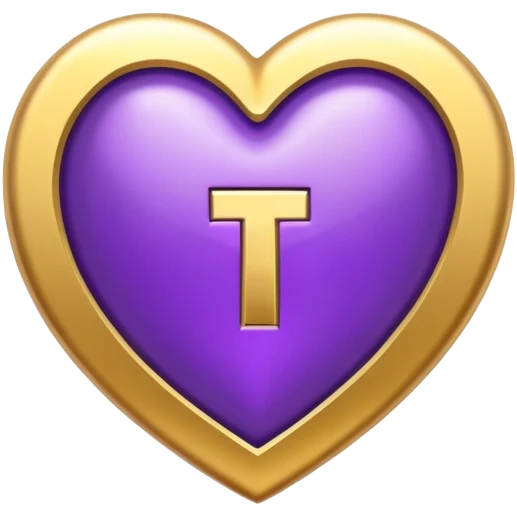 The golden Letter “t” inside a Purple Heart emoji