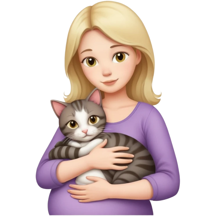pregnant woman hugging cat emoji