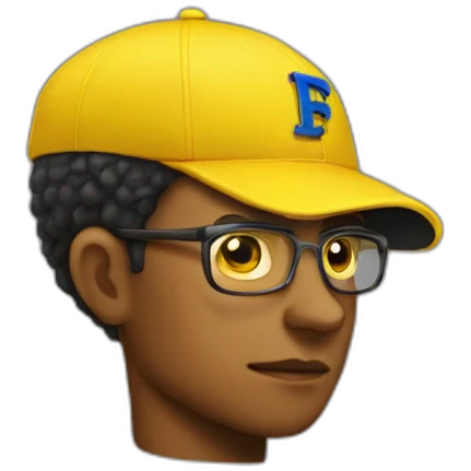 man with yellow "FBI" letters on his cap emoji