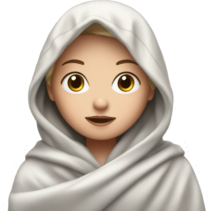white Girl in blanket cold emoji