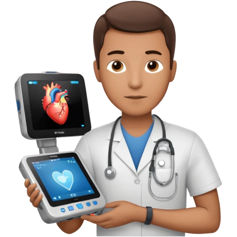 Male Cardiac sonographer with Philips ultrasound machine emoji
