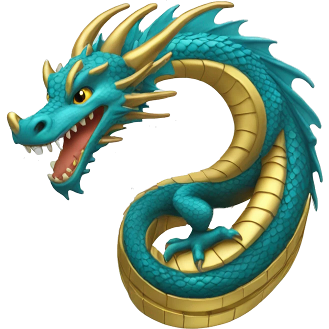 dragon blue golden coin emoji