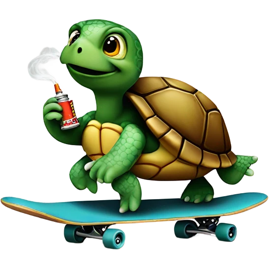 Turtle on a skateboard with a cigarette emoji