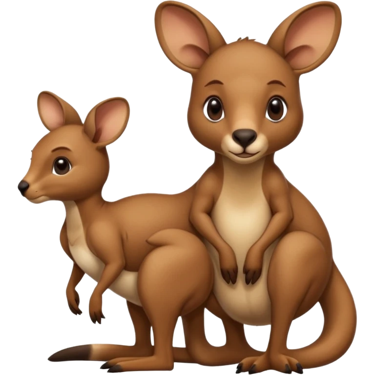 A kangaroo which has its baby kangaroo in its pouch(marsupium) emoji