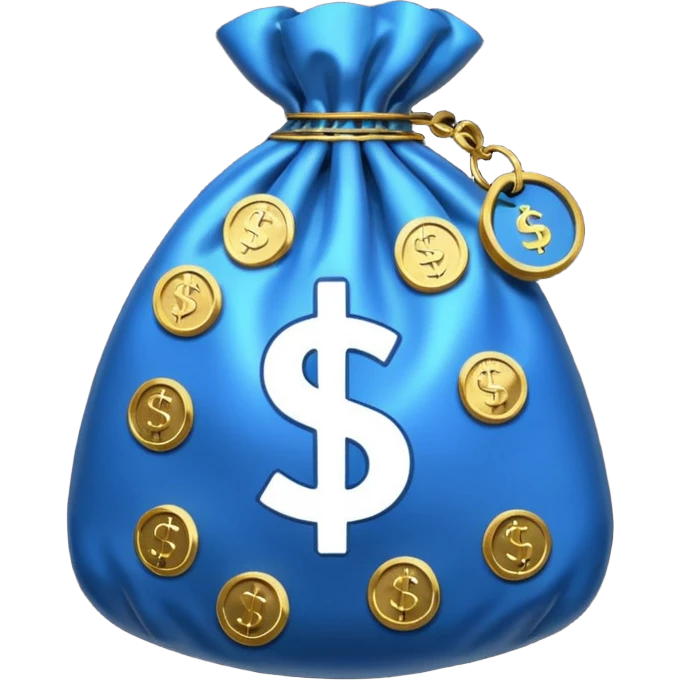 blue coins inside a money bag  emoji