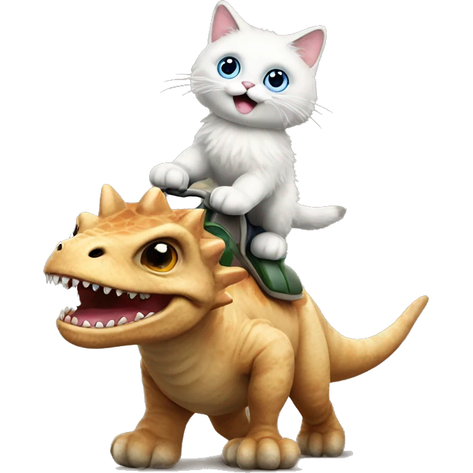 Ragdoll cat riding a dinosaur  emoji