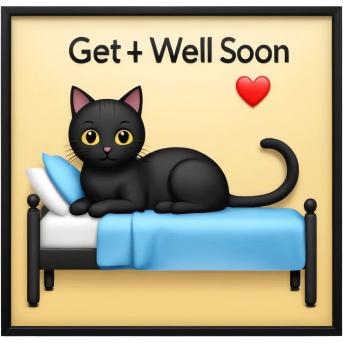 get well soon with black cats and Badsey sign emoji