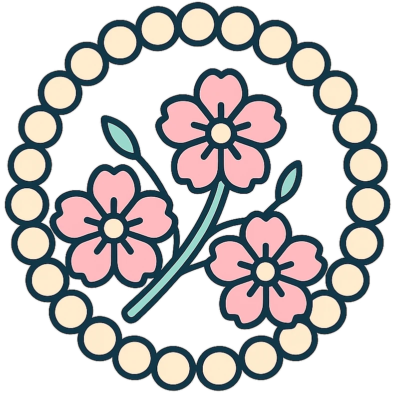 pastel sakura branch with a pearl border, color outline icon style emoji