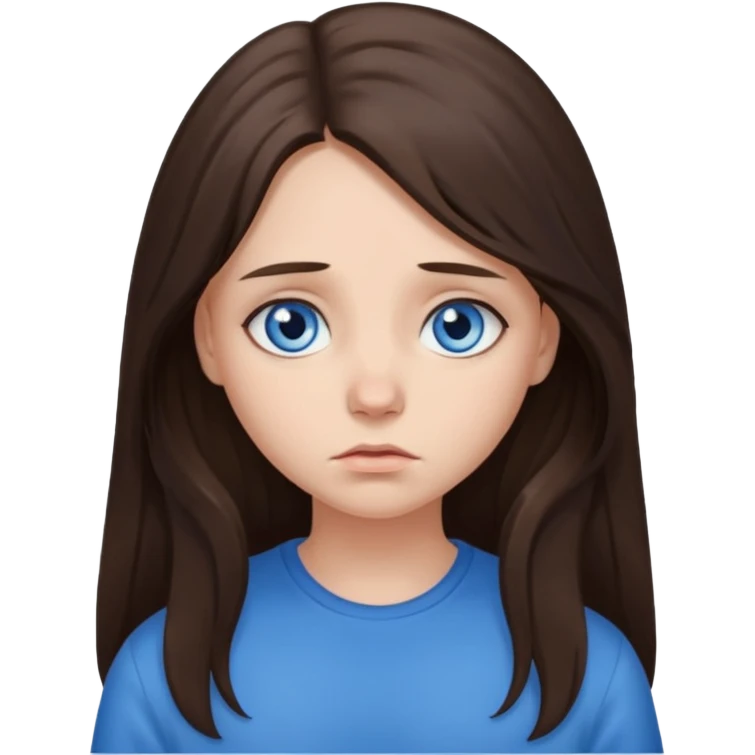sad brunette long hair blue eyed girl  emoji