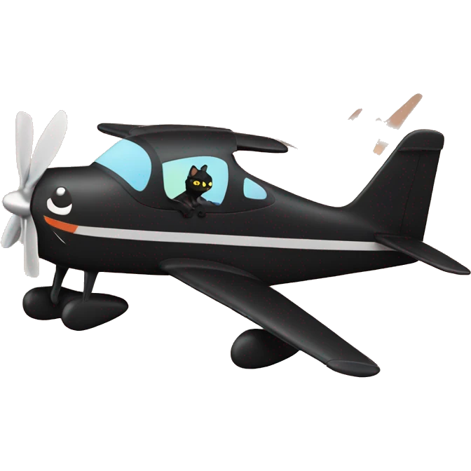 Black cat flying a plane emoji