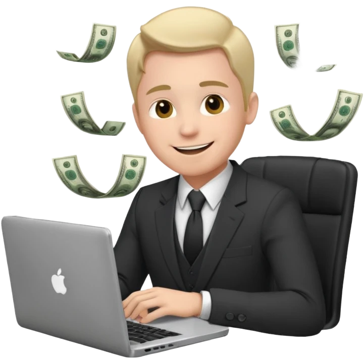 aktien experte er sitz am laptop und verdient durchs traden geld

geld sollte um ihn herum sein emoji