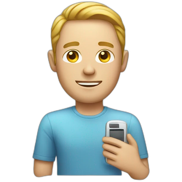 white man and phone emoji