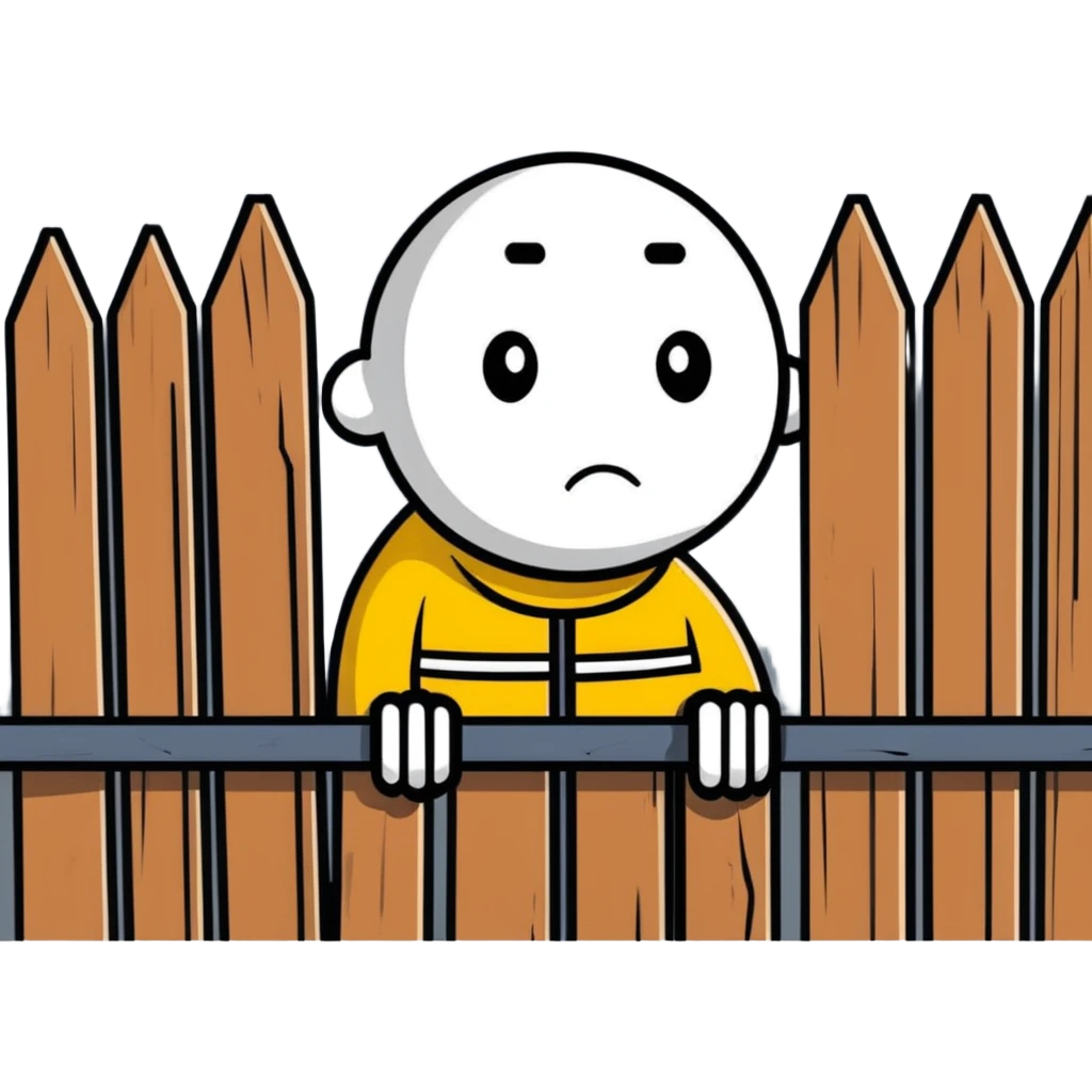 A thinking face next to an old fence, representing Chesterton's Fence principle emoji
