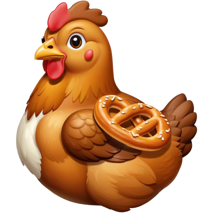 Chicken with pretzel emoji
