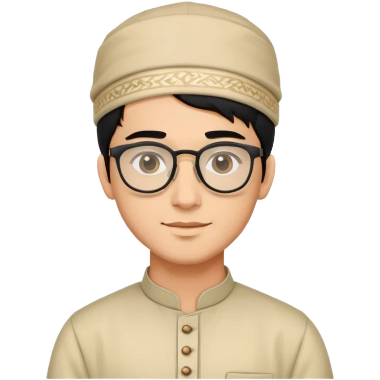 young man with wheatish skin tone, black hair, wearing kurta with rectangle glasses and traditional cap emoji