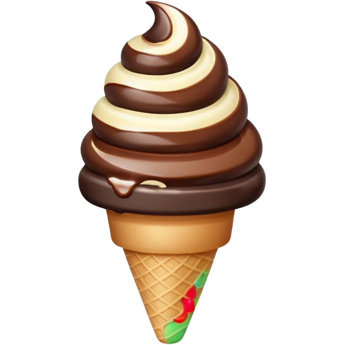 melted white and dark chocolate ice cream emoji