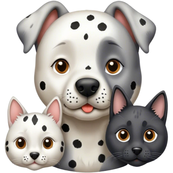 Dalmatian, gray cat and Belgium shepherd  emoji
