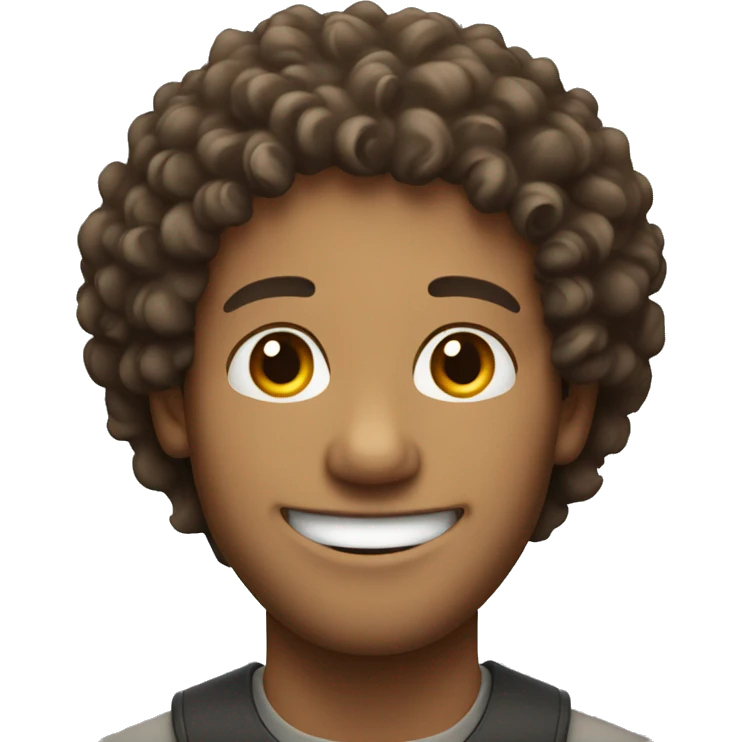 Smiling curly haired man emoji