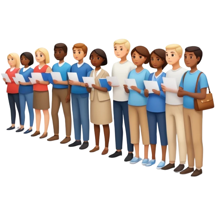A line of diverse people waiting to vote at a polling station emoji
