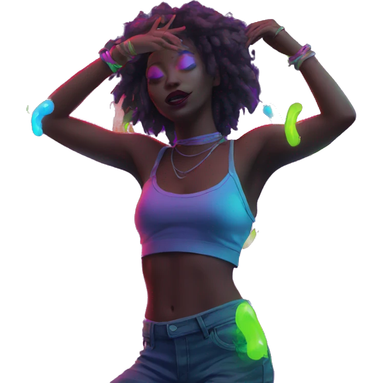 Rave party dancing neon smoking emoji