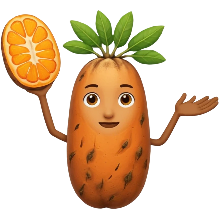 Make a long arm with a yam at the tip emoji