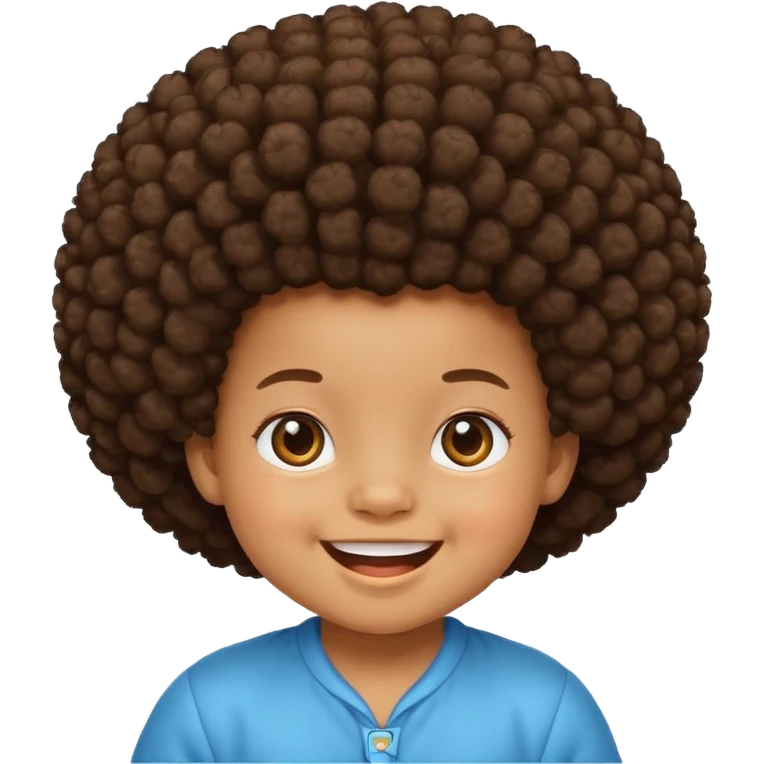 a smiling baby with a big afro emoji