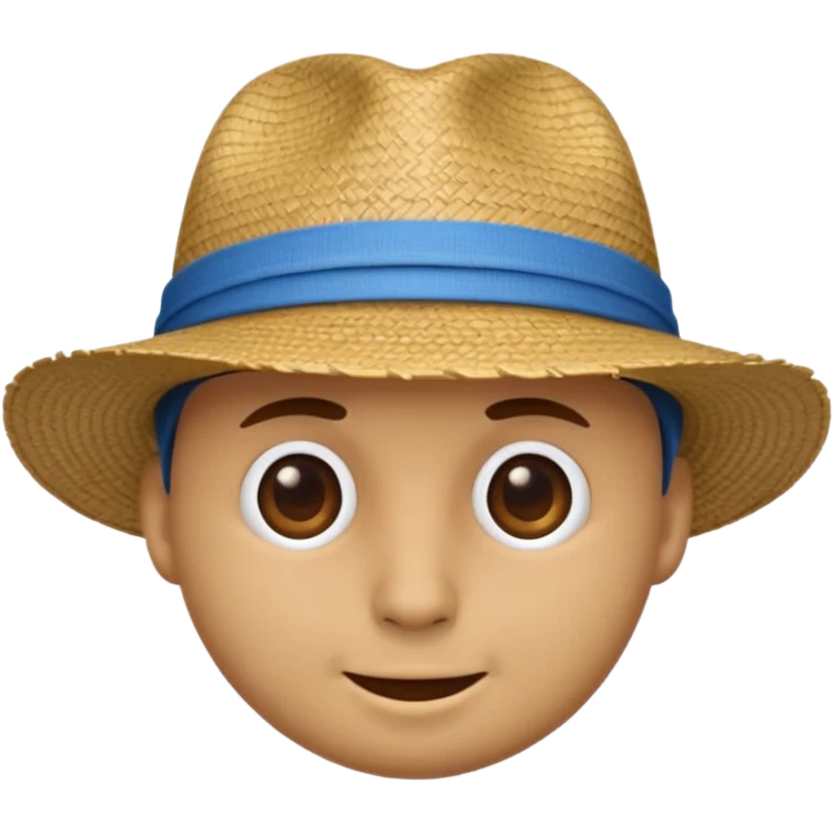 emoji head in blue panama hat emoji