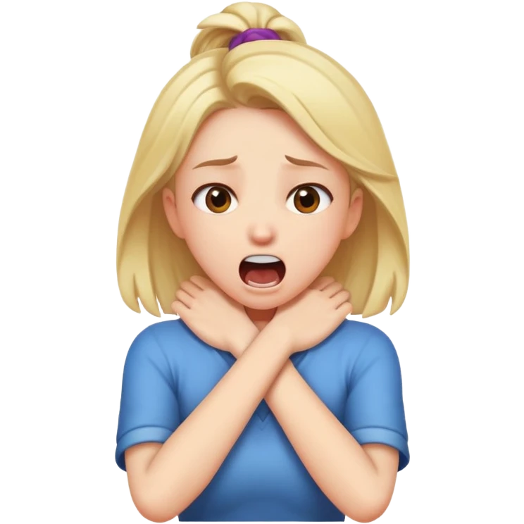 Girl with crossed arms grabbing her neck screaming  emoji