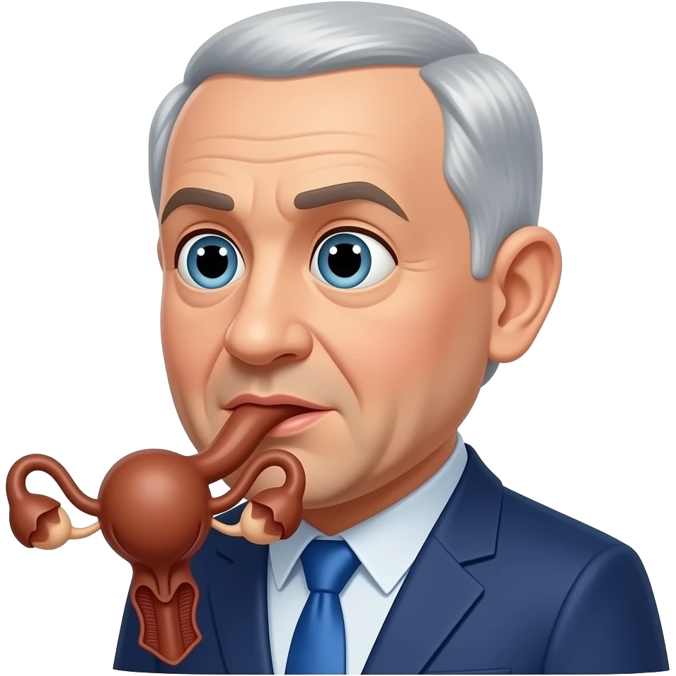 benjamin netanyahu sucking a brown male reproductive organ emoji