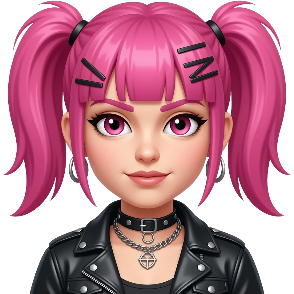 Pink Haired heavy metal girl emoji