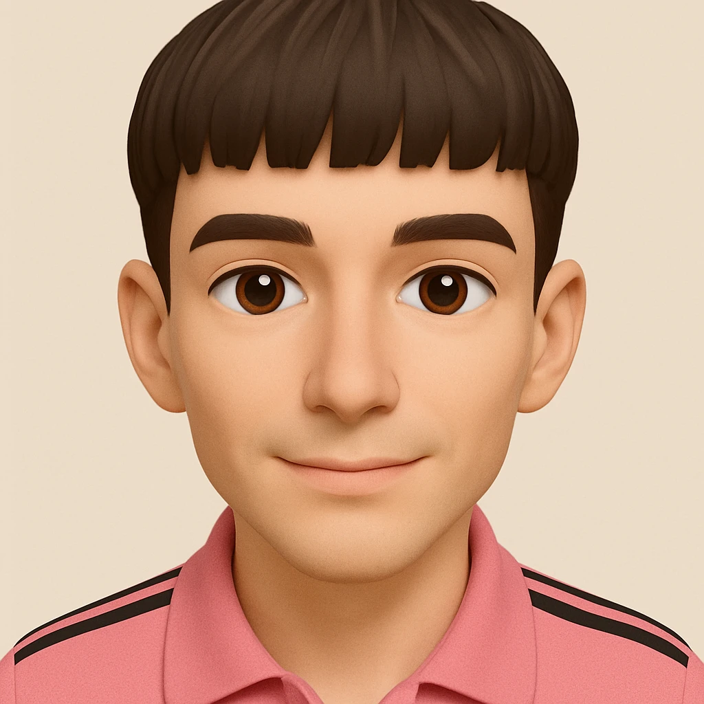 Make this image with a slimmer face, older appearance, and a more neutral or slightly positive expression (not sad) in 3d-emoji style emoji