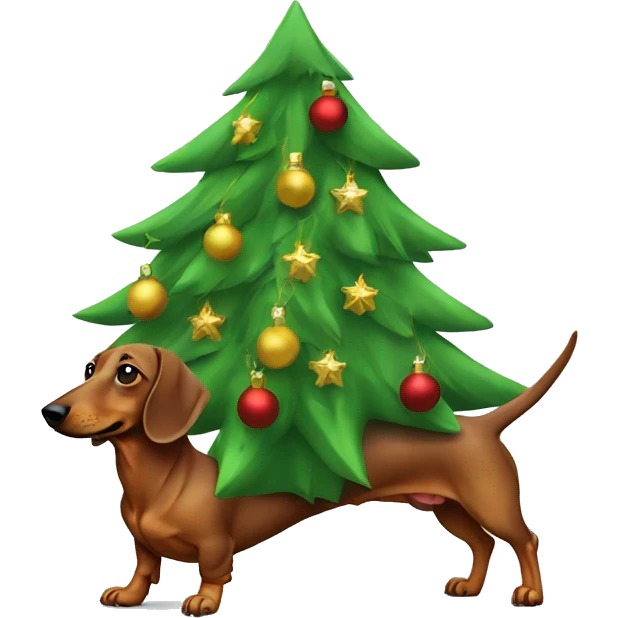 Dachshund Christmas tree emoji