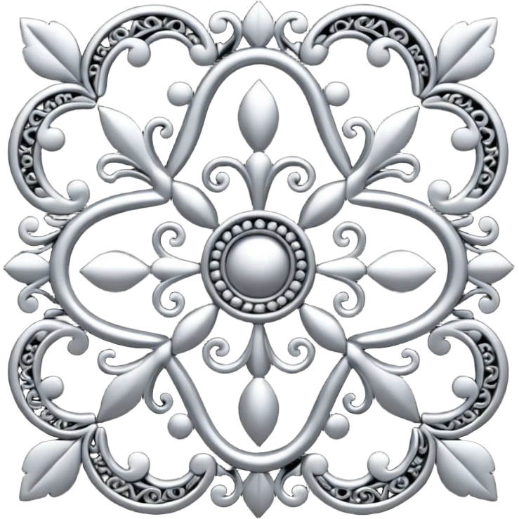Black and silver filigree design, 3D, extremely detailed design emoji