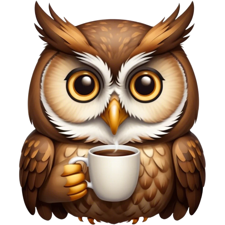 Owl with coffee  emoji