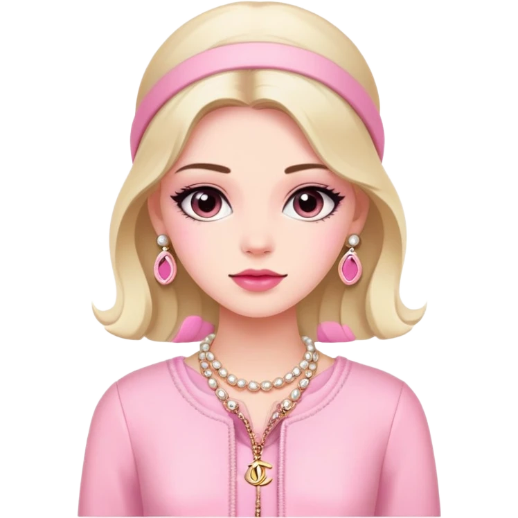 girl wearing pink Chanel-style outfit emoji