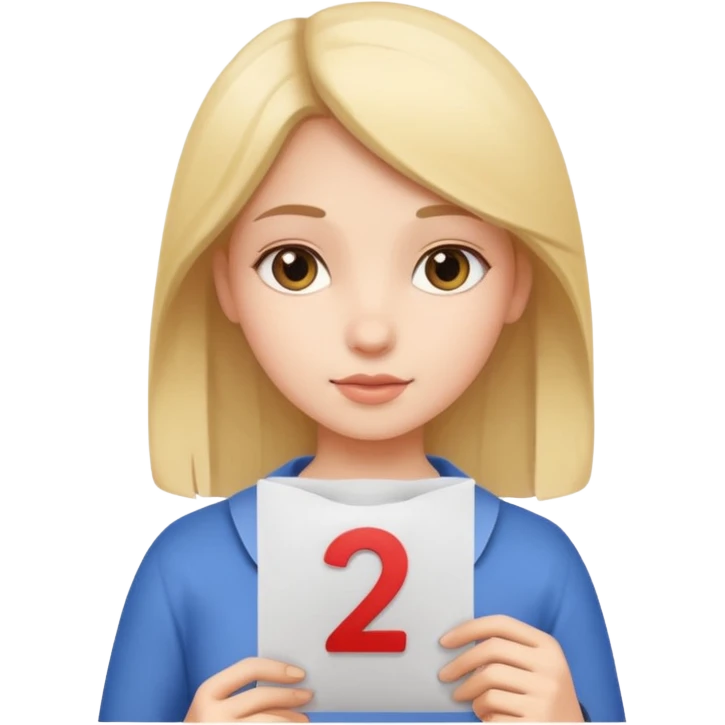 Girl holding a paper with a number emoji