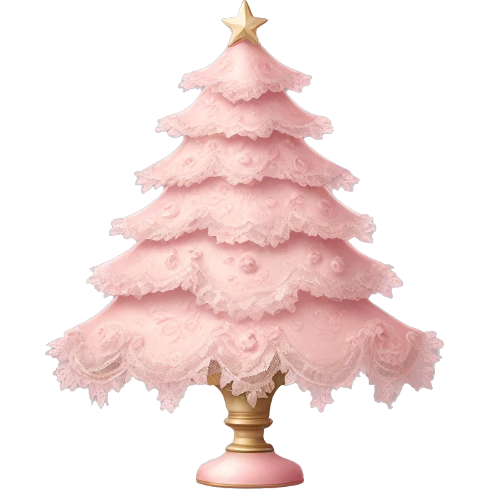 vintage rococo light pink christmas tree with lace and frills emoji